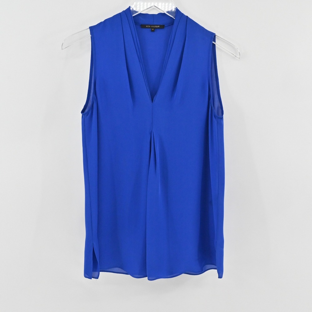 Kobi Halperin Sleeveless Blouse Womens Size XS Royal Blue V Neck‎ Elegant Top